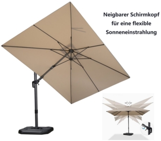 PURPLE LEAF Ampelschirm Außenbereich Rechteckiger großer Seitlich Neigender Sonnenschirm, LxB: 350,00x250,00 cm, für Garten, Terrasse, Pool