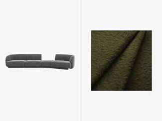 Micadoni Modulares Sofa Links Miley 4-Sitzer Rechts Boucle Dunkel-Olivgrün