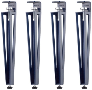 SO-TECH® Tischbein Tischfuß in F-Form konisch zulaufend von 70 auf 40 mm, mit Klemmschraube (ohne Bohren) - blau - Höhe 464 mm - 4x