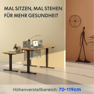 FLEXISPOT Schreibtisch Basic Plus höhenverstellbarer Schreibtisch mit Premium-Zubehör-Set (2 Motore & 2-Fach-Teleskop & 4 Höhenspeichertasten), MIT 19MM Bambus Tischplatte, 140/160/180