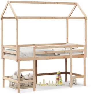 vidaXL Hochbett mit Leiter und Dach 80x200 cm Massivholz Kiefer 3282152