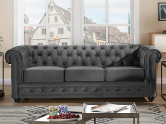 Vente-unique - Sofa 3-Sitzer - Samt - Anthrazit - CHESTERFIELD
