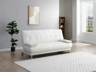 Vente-unique - Schlafsofa Klappsofa - Kunstleder - Weiß - MAXIME II