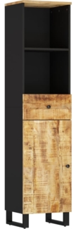 Badschrank, Badezimmerschrank 38x33x160 cm Massivholz Mango