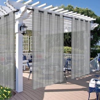 Jibenhome Outdoorvorhang Transparent Outdoor Vorhang mit Ösen,Wasserdicht, (4 St), für Balkon Terrasse Rasen