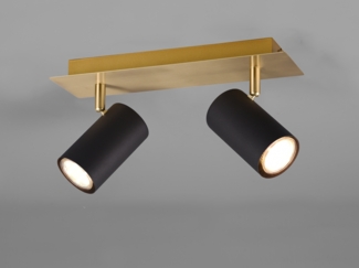 LED Deckenstrahler Schwarz Gold 2-flammig, Breite 30cm
