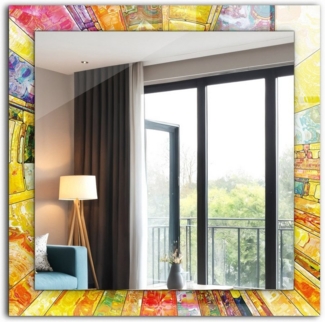 Tulup Dekospiegel Dekorativer Wandspiegel, Spiegel mit Aufdruck, Badezimmerspiegel, Quadrat