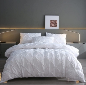 ibettertec Bettwäsche Bettwäsche 135 x 200,200 x 200 cm Pinch Pleat Bettbezug Set, Pintuck Plisseefalten Bettbezüge mit Kissenbezug 80x80 cm