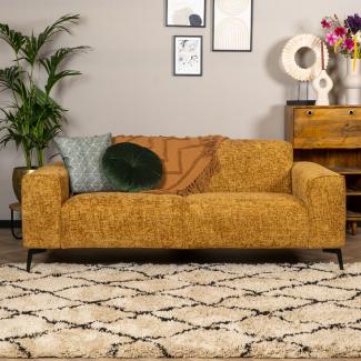 Bronx71 Design Sofa Vegas 2,5-Sitzer Chenille ockergelb/cognac