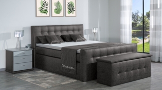 Meisterbetten Boxspringbett Celo 100x220 in MS-Grey, Matratzenbezug Nano, Ergoflex-Topper