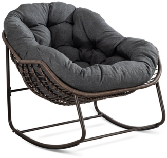 JOIVI Schaukelstuhl Rattansessel,Schaukelsessel, Wohnzimmersessel, Getell aus Stahl, für Wohnzimmer, Flur, Garten, Terrasse
