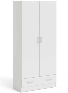 Dmora Kleiderschrank 2 Türen Amylya, Schlafzimmermöbel, Schrank, Garderobe, 79x36 h170 cm, Weiß