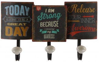 Garderobenleiste, 3 Motive, Schriftzüge, rostfarbig, L 34cm