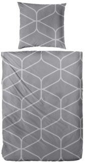 Primera Edelflanell Bettwäsche 135x200 Retro Muster grau silber 174149-88