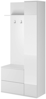 Garderobenset Green Flurgarderobe 90x34x195cm weiß Spiegel 1-teilig