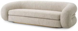 Casa Padrino Luxus Sofa Hellgrau / Messing 230 cm - Luxus Wohnzimmer & Hotel Möbel