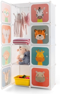 KOMFOTTEU Kleiderständer, Kinderregal Kleiderschrank mit 8 Würfeln