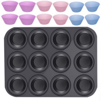 Ruhhy Muffinform DeluxeMuffinPro: Backblech-Set mit Silikonformen für perfekte Muffins, (Backblech-Set für Muffins 13-tlg), 12 wiederverwendbare Silikonformen.