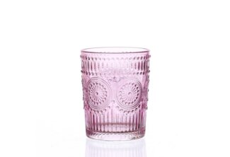 Trinkglas Vintage - Glas - 280ml - H: 10cm - mit Muster - lila
