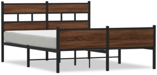 vidaXL Metallbett ohne Matratze Braun Eichen-Optik 160x200 cm 3308516