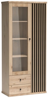 Lomadox Vitrine CALLAO-161 Eiche Nb. mit schwarz, Vitrinenschrank, Standvitrine