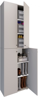 VCM Schuhschrank Lona 919215 Grau H. 220 x B. 70 x T. 40cm