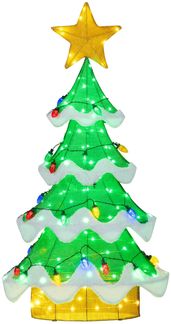 130 cm LED Weihnachtsbaum mit LED-Lichern & Stern & Erdbeerförmigen Glühbirnen