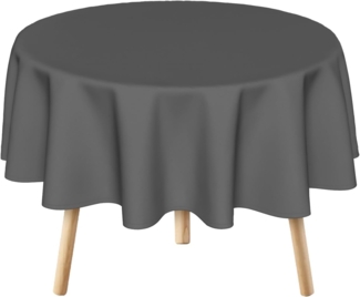 Tischdecke Rund 178 cm Grau, Flecken- & Knitterresistent, Waschbar, Polyester Dekotuch