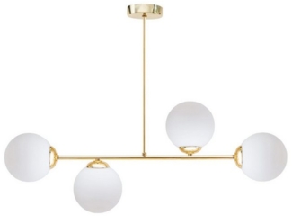 Licht-Erlebnisse Deckenleuchte DEKUT, ohne Leuchtmittel, Glas Metall in Gold Weiß E27 4-flammig Kugelschirm Modern