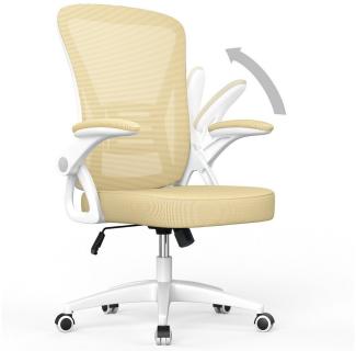 BIGZZIA Bürostuhl Ergonomischer Sitz, Sessel mit 90° klappbarer Armlehne,Lordosenstütze,höhenverstellbar