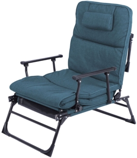 2 in 1 Gartenliege Ruheliege Liegebett Relaxsessel Ruhesessel Kopfkissen blau