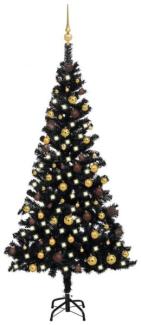 vidaXL Künstlicher Weihnachtsbaum Beleuchtung & Kugeln Schwarz 180 cm 3077504