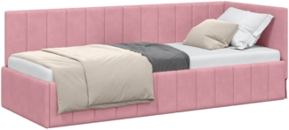 vidaXL Eckbettgestell mit Kopfteil Rosa 80 cm x 200 cm Samt 42016290