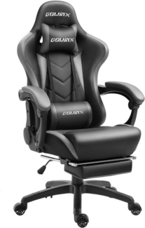 Dowinx Gaming-Stuhl Ergonomisches Design mit Lendenwirbelstütze und Fußstütze, Computer Bürostuhl Rückenlehne verstellbar Drehstuhl, Grau