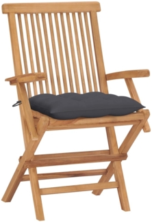 vidaXL Gartenstühle mit Anthrazit Kissen 4 Stk. Massivholz Teak 3065632