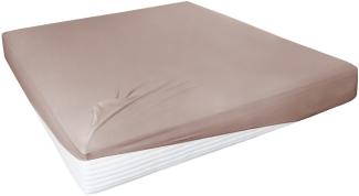 Hahn Haustextilien Elasthan-Feinjersey-Spannlaken Royal Größe 180-200x200-220 cm nougat