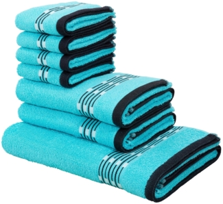 my home Handtuch Set Jonnie, Walkfrottee (Set, 7-St), Handtücher aus 100% Baumwolle, Handtuchset mit gemusterter Bordüre