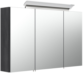 Spiegelschrank 100cm inkl. Design LED-Lampe und Glasböden graphit : Grafit