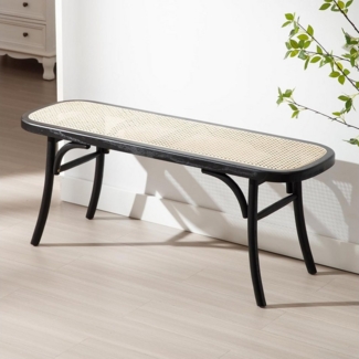 WAHSON OFFICE CHAIRS Sitzbank Esstischbank Rattan Holz Esszimmerbank 96.5cm