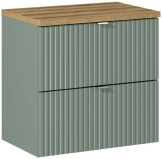 Waschtischunterschrank 60cm in grün und Eiche NEWPORT-56-GREEN