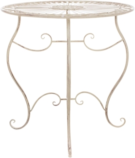 CLP Eisentisch Indra | nostalgischer Gartentisch mit geschwungenen Beinen,antik-creme