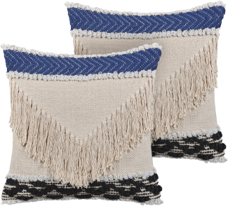 Kissen 2er Set SOFCA Bouclé 45 x 45 cm Kein Muster Beige