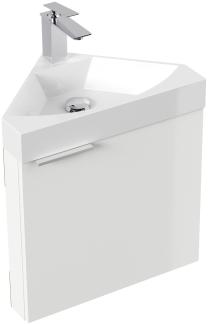 Gäste WC Eckbadmöbel Diamant Slimline Gästebad SoftClose weiß hochglanz : Weiss hochglanz