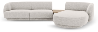 Micadoni Modulares Sofa Miley mit Recamiere 3-Sitzer Rechts Chenille Eden Silber