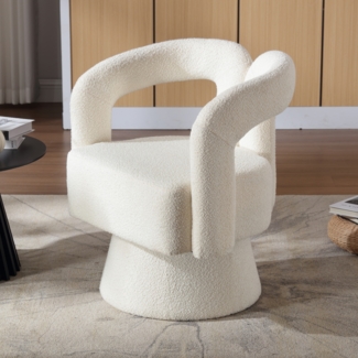 LVHOM Drehsessel M-Form 360 Grad drehbare Cuddle Barrel-Akzentstühle (runde Sessel mit breiter Polsterung, flauschiger Stoffstuhl, 1-St), für Wohnzimmer, Schlafzimmer, Büro, Wartezimmer