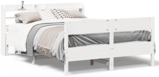 vidaXL Massivholzbett ohne Matratze Weiß 160x200 Kiefernholz 3306922