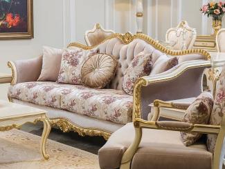 Casa Padrino Luxus Barock Sofa Rosa / Weiß / Gold 228x88 x H. 108 cm