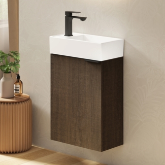 EMKE Badmöbel-Set mit Waschbecken 41.7×24×64.6cm Rauch-Eiche
