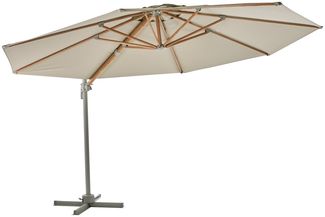 Sonnenschirm Luzzi aus Aluminium und Polyester, modern neigbar, Ø 350 cm, beige, mit winddichtem Kamin