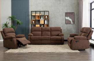 Vente-unique - Relaxsofa 3-Sitzer - Stoff - Braun - TOLZANO